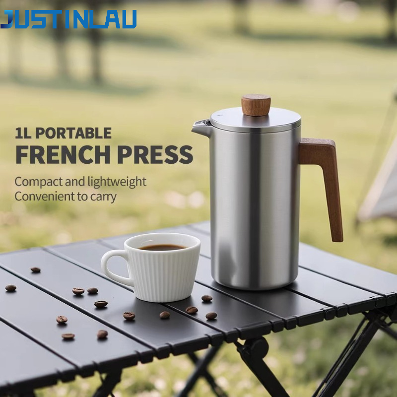Coffee Tea Maker - JUSTINLAU 1000ml Stalowy French Press do